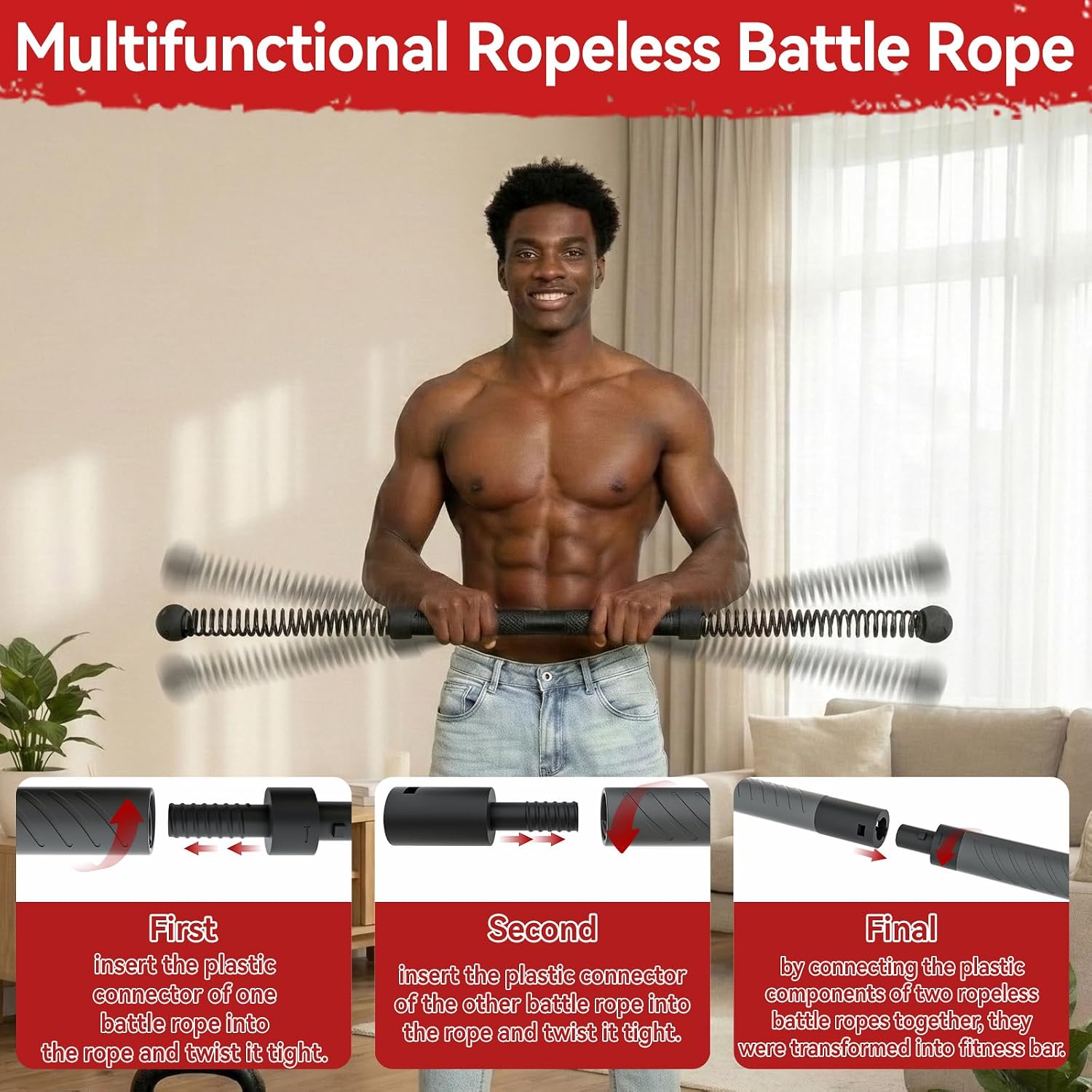 Crossfit Equipment - 2-in-1 Cordless Battle Rope Power Twister